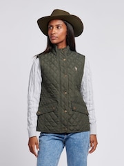 U.S. Polo Assn. Womens Green Hacking Quilted Gilet - Image 1 of 9