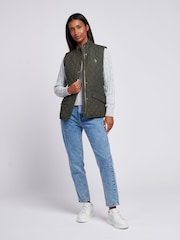 U.S. Polo Assn. Womens Green Hacking Quilted Gilet - Image 3 of 9