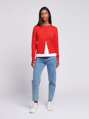 U.S. Polo Assn. Womens Orange Striped Roll Neck Fine Knit Cardigan - Image 3 of 6