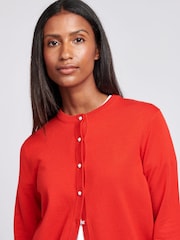 U.S. Polo Assn. Womens Orange Striped Roll Neck Fine Knit Cardigan - Image 5 of 6