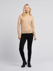 U.S. Polo Assn Natural Womens Roll Neck Fine Knit Jumper - Image 5 of 8