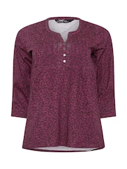 Morado - M&Co 3/4 Sleeve 100% Cotton Henley Top - Imagen 5 de 5