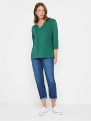 M&Co Blue 100% Cotton Lace Trim Top - Image 3 of 5