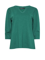 M&Co Blue 100% Cotton Lace Trim Top - Image 5 of 5