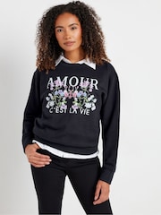 M&Co Blue Flower Print Sweatshirt - Image 1 of 6