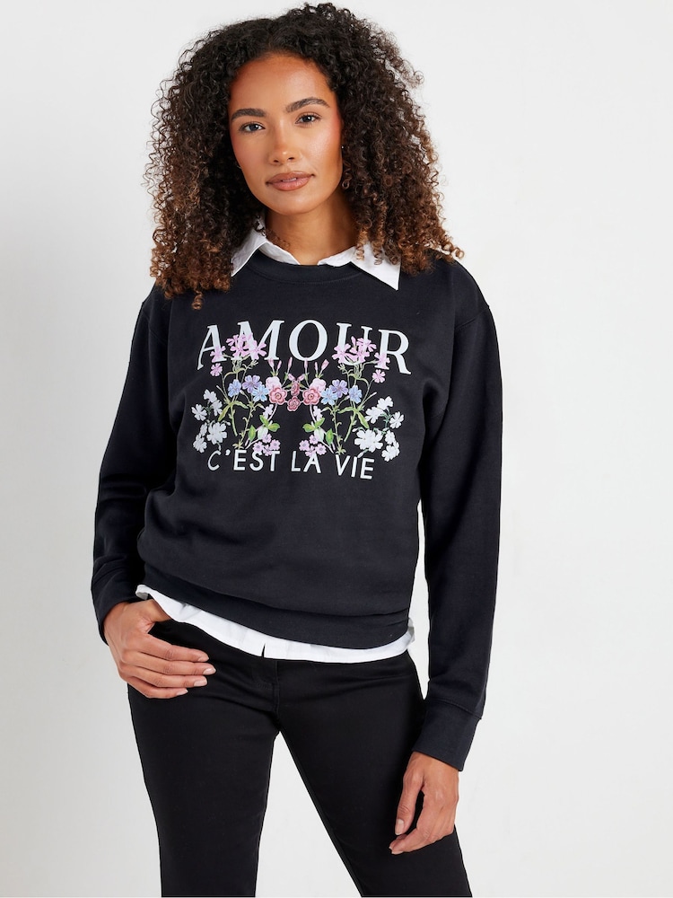 M&Co Blue Flower Print Sweatshirt - Image 1 of 6