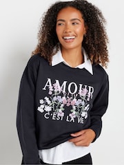 M&Co Blue Flower Print Sweatshirt - Image 4 of 6