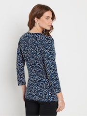 M&Co Blue 3/4 Sleeve Wrap Top - Image 4 of 5