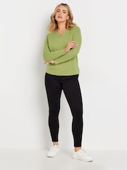Schwarz & Grün - M&Co Long Sleeve 100% Cotton Notch Neck Top - Bild 2 von 5
