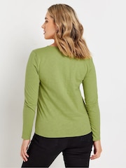 Schwarz & Grün - M&Co Long Sleeve 100% Cotton Notch Neck Top - Bild 3 von 5