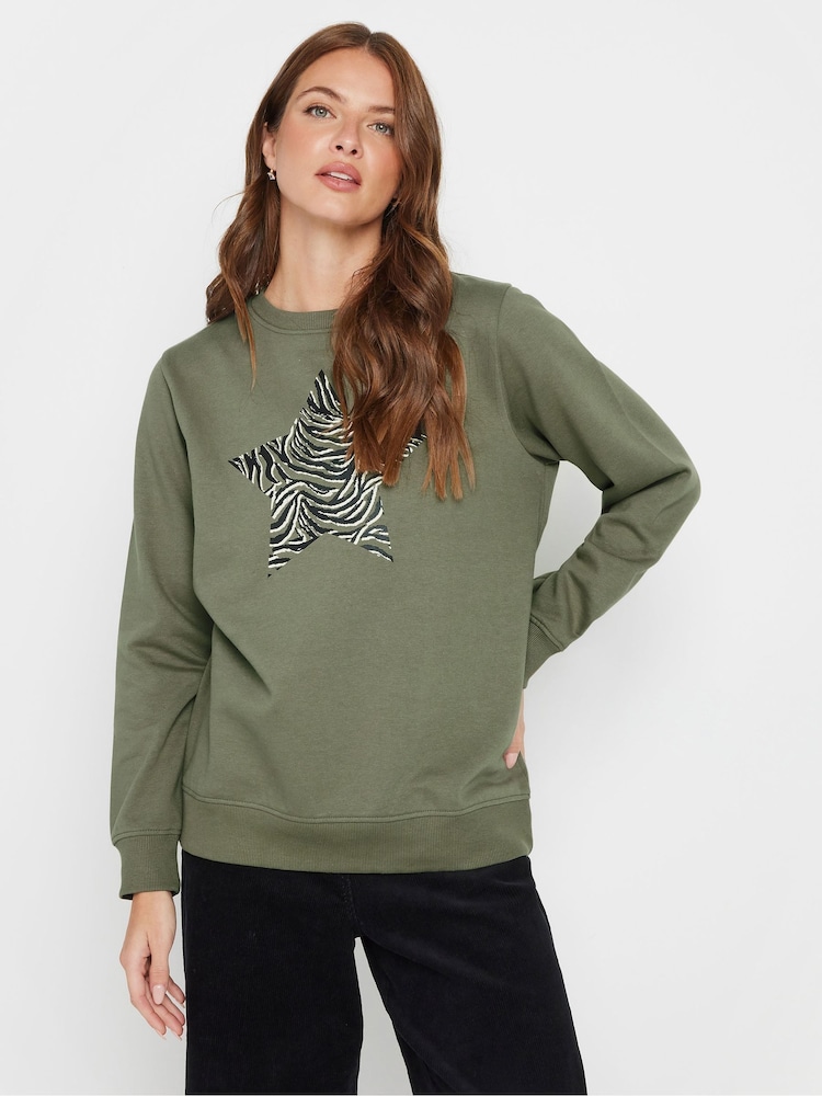 M&Co Green Zebra Printed Star Sweatshirt - Image 1 of 5