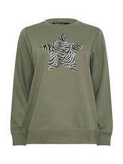 M&Co Green Zebra Printed Star Sweatshirt - Image 5 of 5