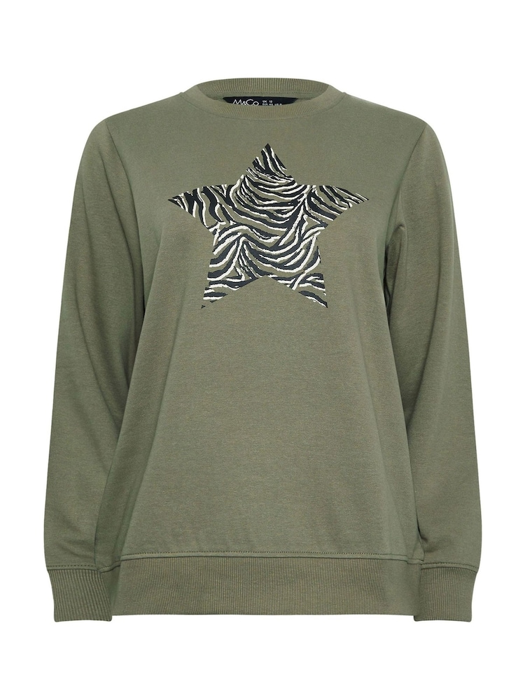 M&Co Green Zebra Printed Star Sweatshirt - Image 5 of 5