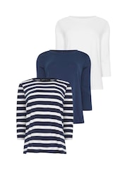 M&Co Blue Crew Neck 100% Cotton T-Shirts 3 Pack - Image 6 of 9