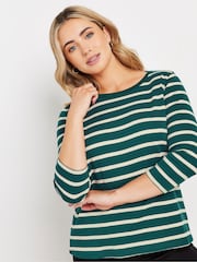 M&Co Bottle Green 3/4 Sleeve Crew Neck 100% Cotton T-Shirt - Image 1 of 6