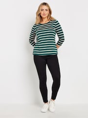 M&Co Bottle Green 3/4 Sleeve Crew Neck 100% Cotton T-Shirt - Image 3 of 6
