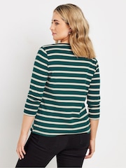 M&Co Bottle Green 3/4 Sleeve Crew Neck 100% Cotton T-Shirt - Image 4 of 6