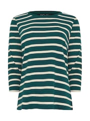 M&Co Bottle Green 3/4 Sleeve Crew Neck 100% Cotton T-Shirt - Image 6 of 6