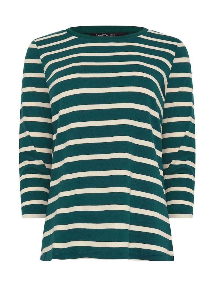 Verde botella - M&Co 3/4 Sleeve Crew Neck 100% Cotton T-Shirt - Imagen 6 de 6 Verde botella - M&Co 3/4 Sleeve Crew Neck 100% Cotton T-Shirt - Imagen 6 de 6