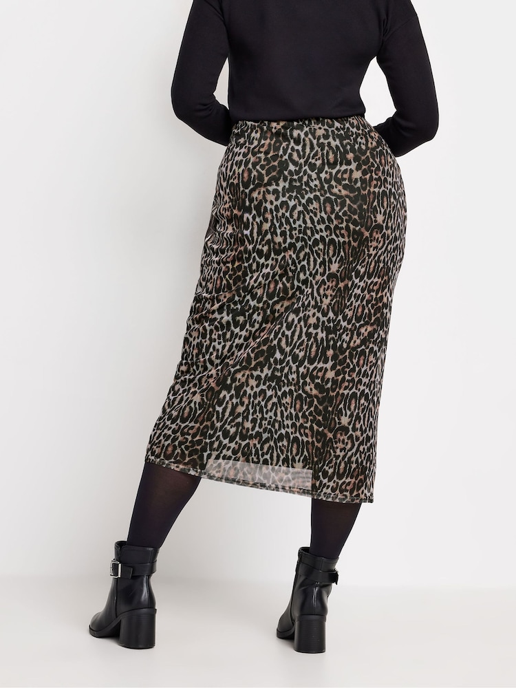 M&Co Black Animal Print Midi Skirt - Image 3 of 4