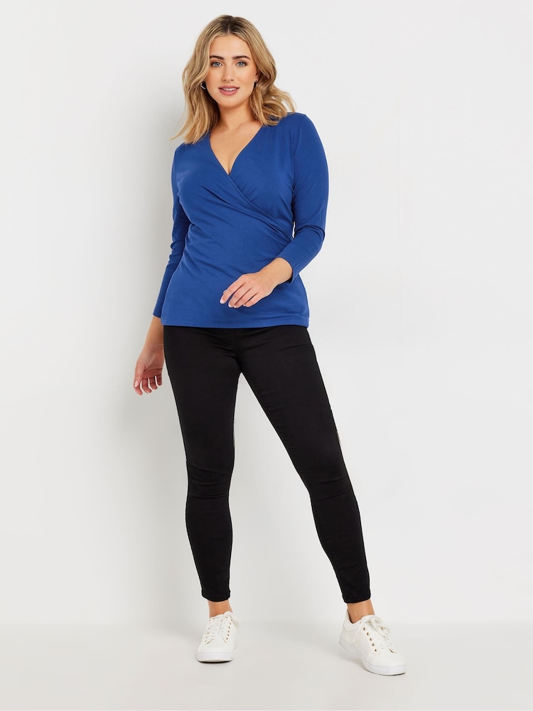 Blau - M&Co – Wickeltop mit 3/4-Ärmeln - Bild 2 von 5 Blau - M&Co – Wickeltop mit 3/4-Ärmeln - Bild 2 von 5