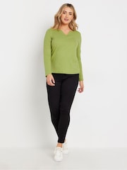 M&Co Green Notch Neck 100% Cotton Tops 2 Pack - Image 3 of 8