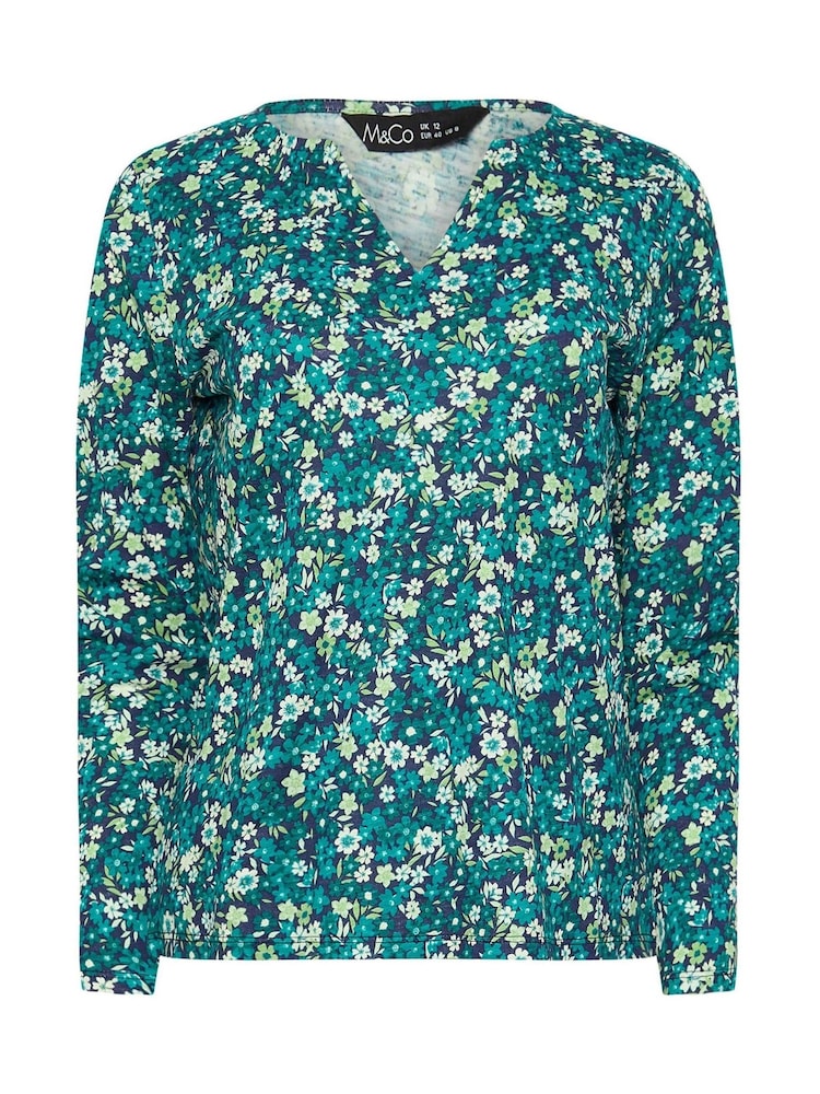 M&Co Green Notch Neck 100% Cotton Tops 2 Pack - Image 8 of 8