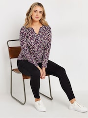 M&Co Red Notch Neck 100% Cotton Tops 2 Pack - Image 3 of 8