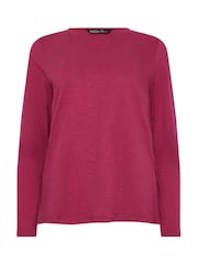 M&Co Red Notch Neck 100% Cotton Tops 2 Pack - Image 7 of 8
