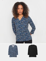 M&Co Blue Wrap Tops 2 Pack - Image 1 of 7