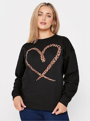 M&Co Black Animal Print Outlined Heart Sweatshirt - Image 1 of 4