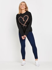M&Co Black Animal Print Outlined Heart Sweatshirt - Image 2 of 4