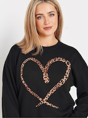 M&Co Black Animal Print Outlined Heart Sweatshirt - Image 4 of 4