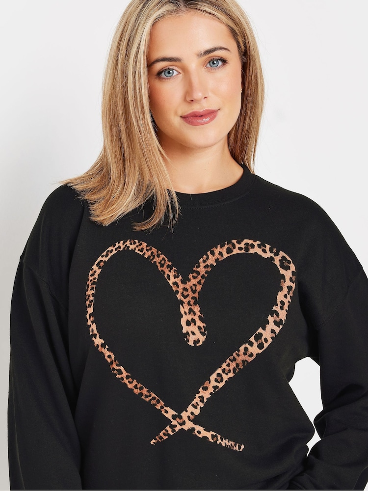 M&Co Black Animal Print Outlined Heart Sweatshirt - Image 4 of 4