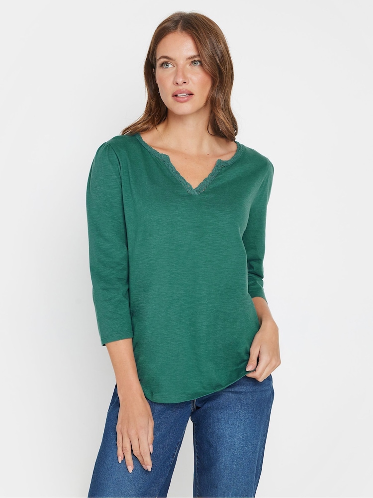 M&Co Blue 3/4 Sleeve 100% Cotton Tops 2 Pack - Image 2 of 8