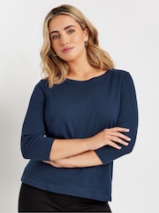 M&Co Blue 100% Cotton Crew Neck T-Shirt - Image 1 of 5