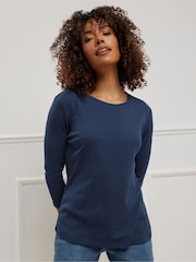 M&Co Blue 100% Cotton Crew Neck T-Shirt - Image 5 of 9