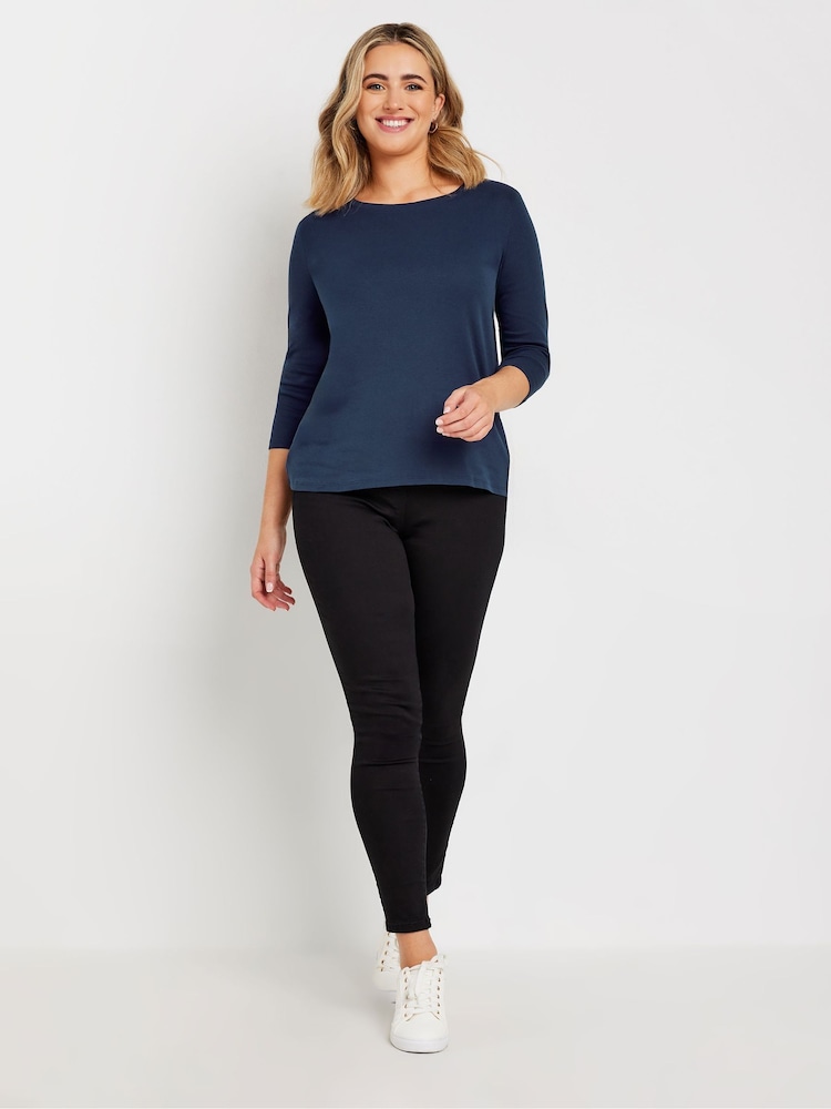 M&Co Blue 100% Cotton Crew Neck T-Shirt - Image 2 of 5