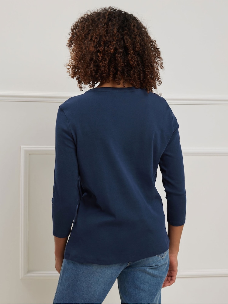 M&Co Blue 100% Cotton Crew Neck T-Shirt - Image 2 of 9