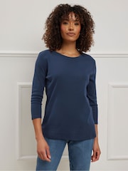 M&Co Blue 100% Cotton Crew Neck T-Shirt - Image 3 of 9