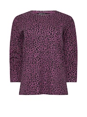 M&Co Purple 3/4 Sleeve Crew Neck 100% Cotton T-Shirt - Image 5 of 5