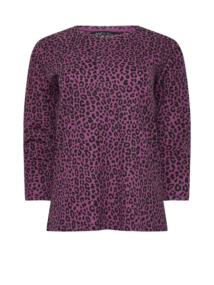 M&Co Purple 3/4 Sleeve Crew Neck 100% Cotton T-Shirt - Image 5 of 5