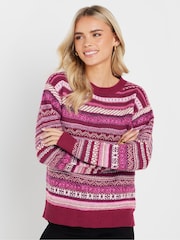 M&Co Pink Petite Fairisle Pattern Design Jumper - Image 1 of 5