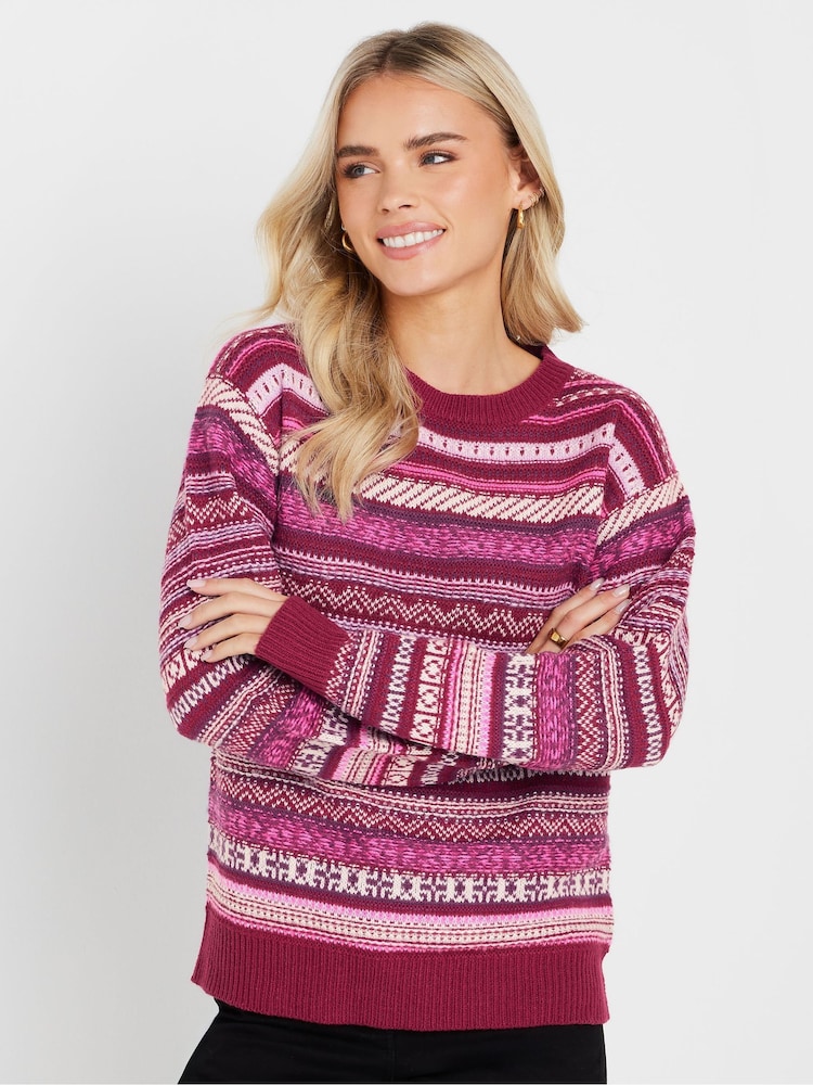 M&Co Pink Petite Fairisle Pattern Design Jumper - Image 1 of 5