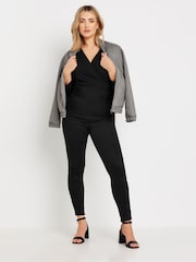 M&Co Black 3/4 Sleeve Wrap Top - Image 2 of 5
