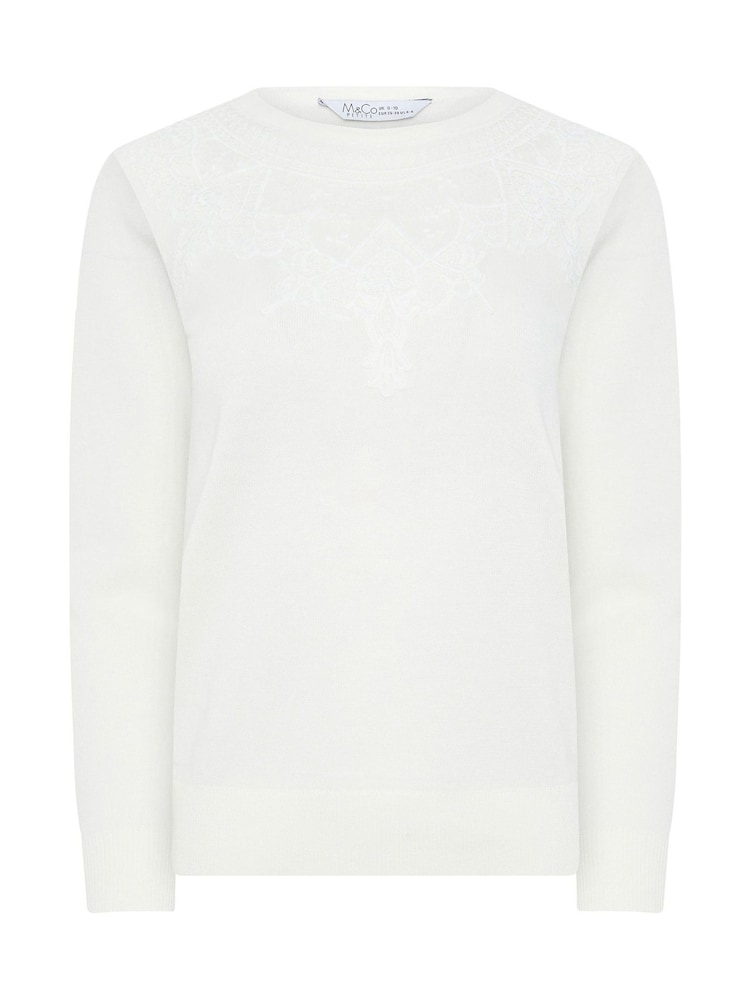 M&Co Cream Petite Lace Trim Jumper - Image 4 of 4