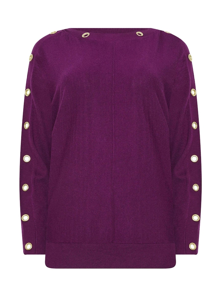M&Co Purple Batwing Eyelet Jumper - Image 5 of 5 M&Co Purple Batwing Eyelet Jumper - Image 5 of 5
