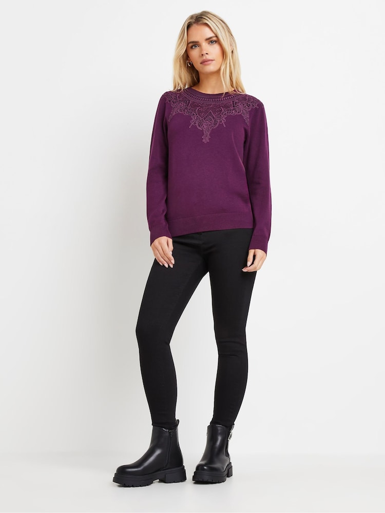 M&Co Purple Petite Lace Trim Jumper - Image 2 of 5