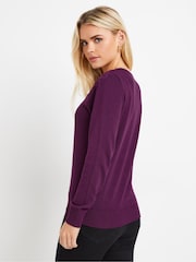 M&Co Purple Petite Lace Trim Jumper - Image 3 of 5