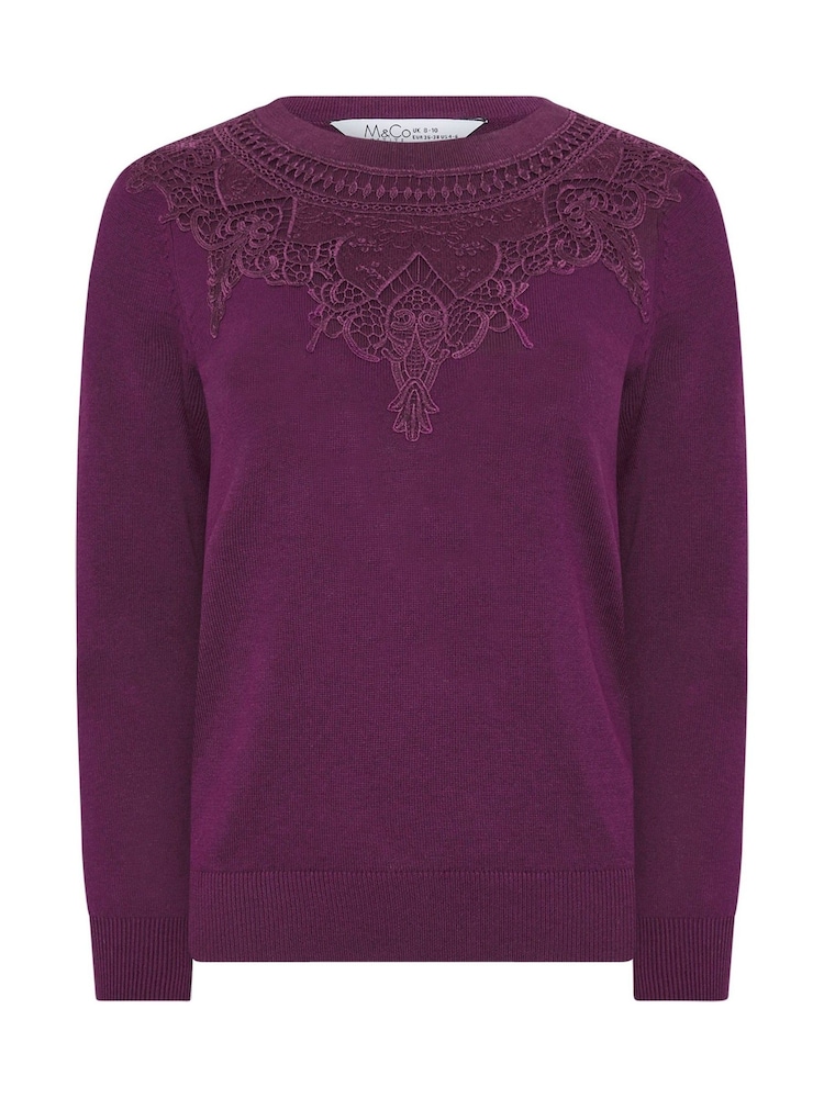 Lila - M&Co Petite Lace Trim Jumper - Bild 5 von 5 Lila - M&Co Petite Lace Trim Jumper - Bild 5 von 5